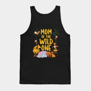 Mom Of The Wild One Zoo Birthday Safari Jungle Animal Tank Top